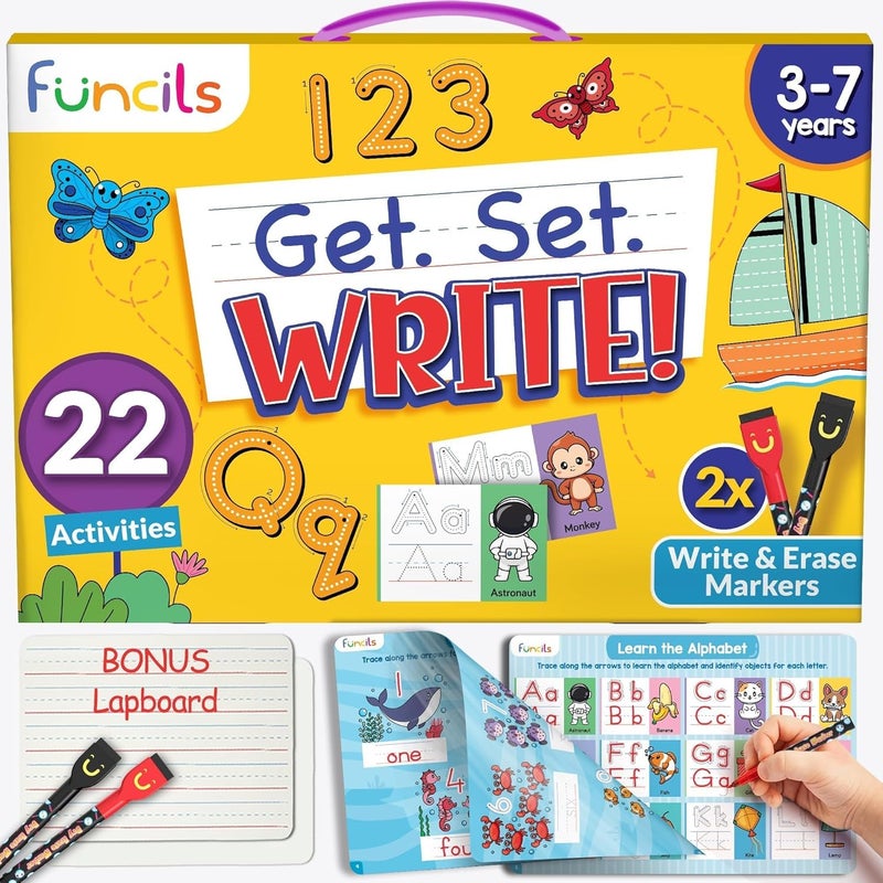 Funcils Learn to Write for Kids - Educational Toys & Games, Preschool & Kindergarten Learning Activities, Writing Practice Book, Birthday Gifts for Girls and Boys for Ages 3, 4, 5, 6 Year Old - Image 1